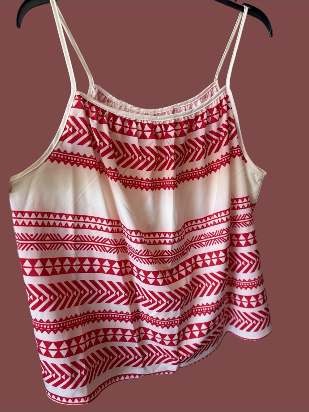 Faded Glory White and Red Printed Spaghetti Strap Camisole